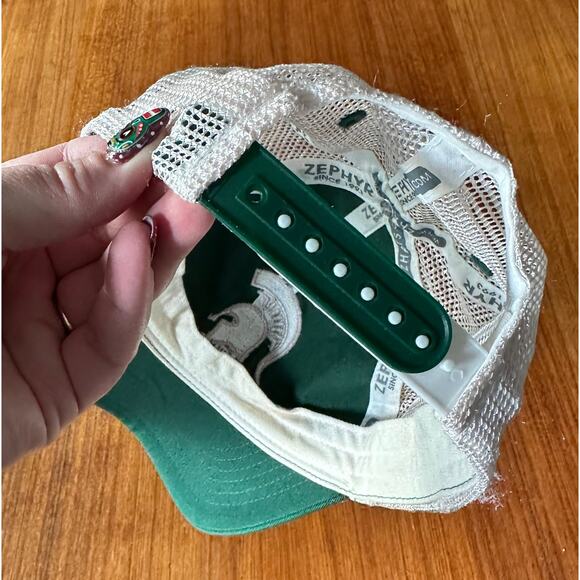 Michigan State Spartans Hat Snap Back Green White Logo Sports Fan Dad Cap Zephyr - Picture 2 of 4